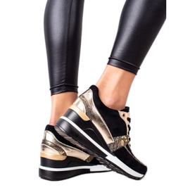 VINCEZA crne i zlatne tenisice crna zlatni