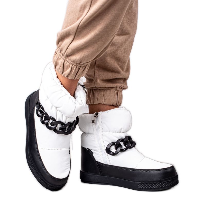 S. BARSKI Snježne čizme s lancem S.BARSKI bijela crno