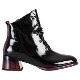 S. BARSKI Čizme na vezanje na štiklu od S.BARSKOG crna