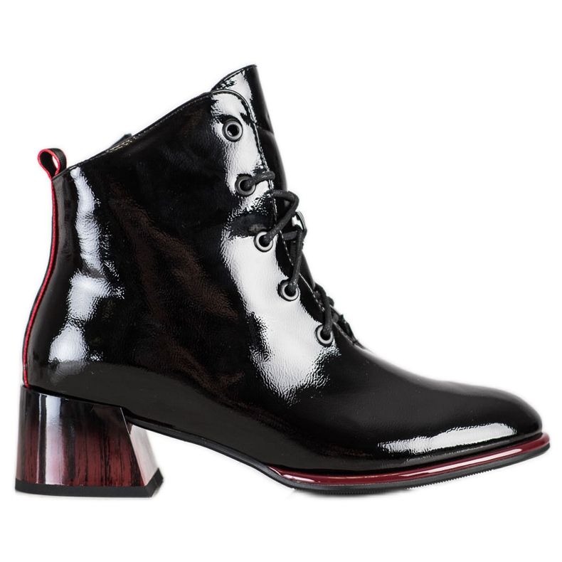 S. BARSKI Čizme na vezanje na štiklu od S.BARSKOG crno