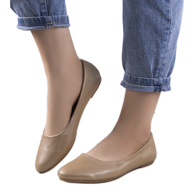 Julie bež sjajne ženske balerinke zlatna