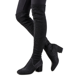 Crne sjajne čizme preko koljena Uta crna srebro