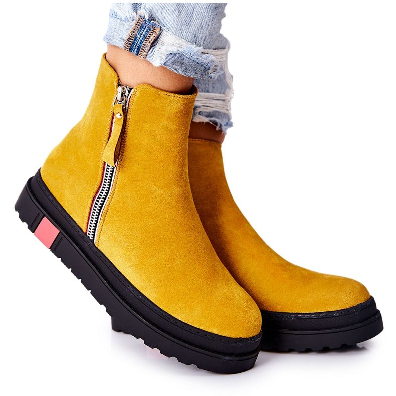 PS1 Suede Booties Jodhpur čizme na platformi Yellow Nessa žuta boja
