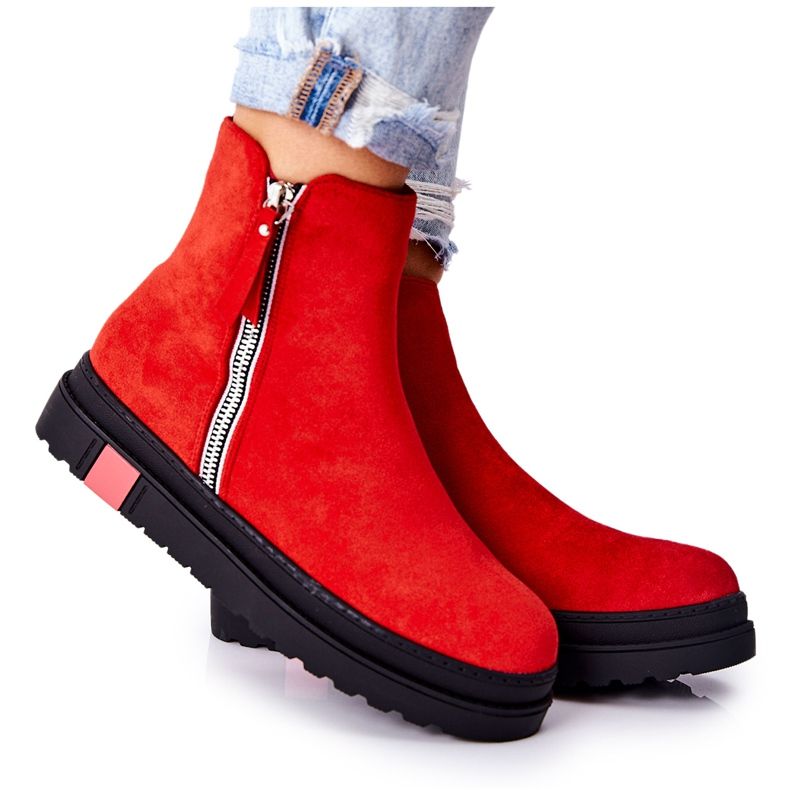 PS1 Suede Booties Jodhpur čizme Na platformi Red Nessa crvena