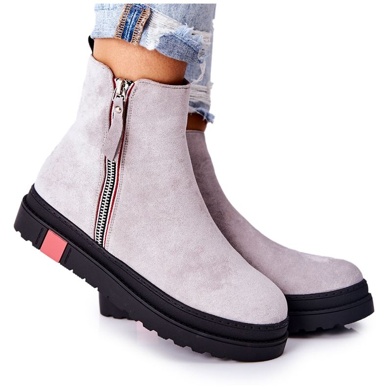PS1 Suede Booties Jodhpur čizme na platformi Grey Nessa siva