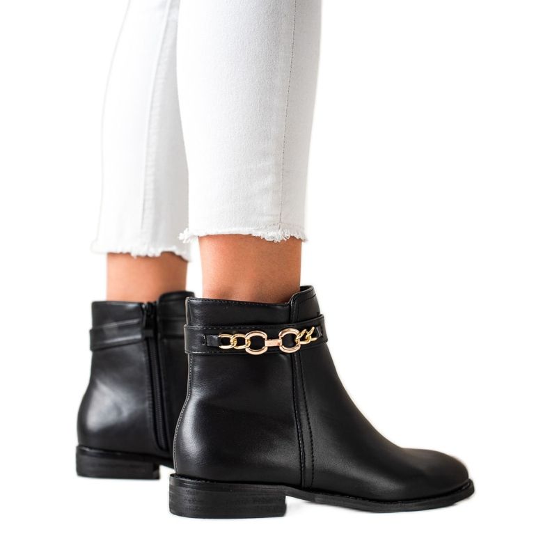 Goodin Čizme sa zlatnim lancem crno