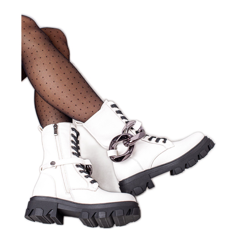 S. BARSKI Čizme Workery Z Ozdobie S.BARSKI bijela