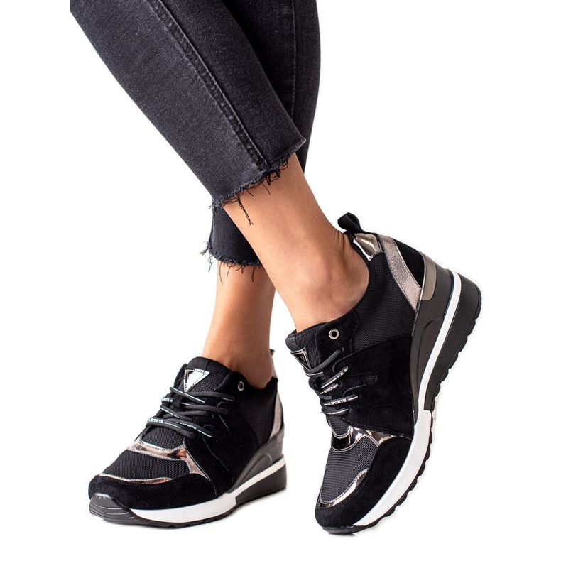 Crne VINCEZA tenisice na klin crno