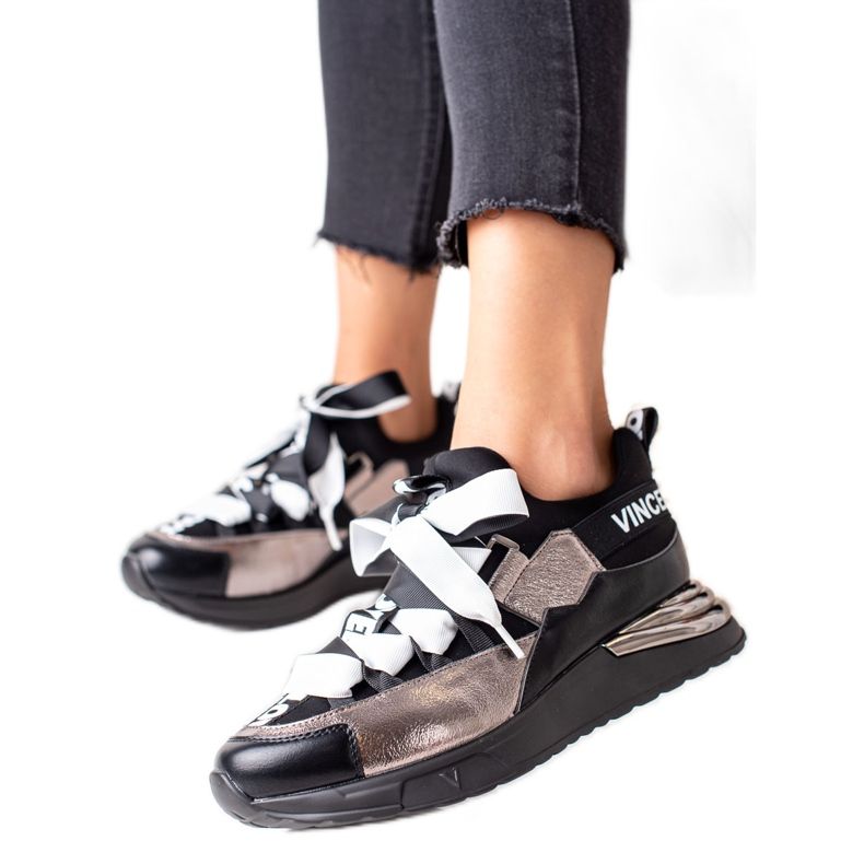 Tenisice povezane vrpcom VINCEZA crno zlatna