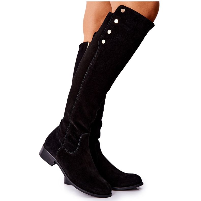 Lewski Shoes Kožne čizme od antilopa Lewski 2840 Crna crno