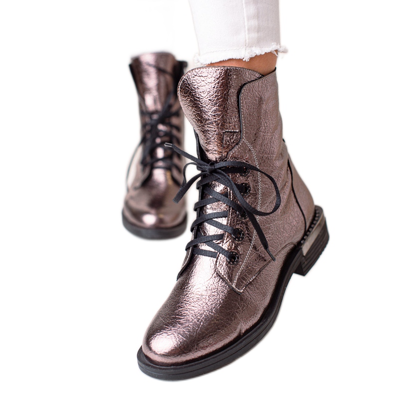 W. Potocki Elegantne Potocki čizme na vezicu ružičasta