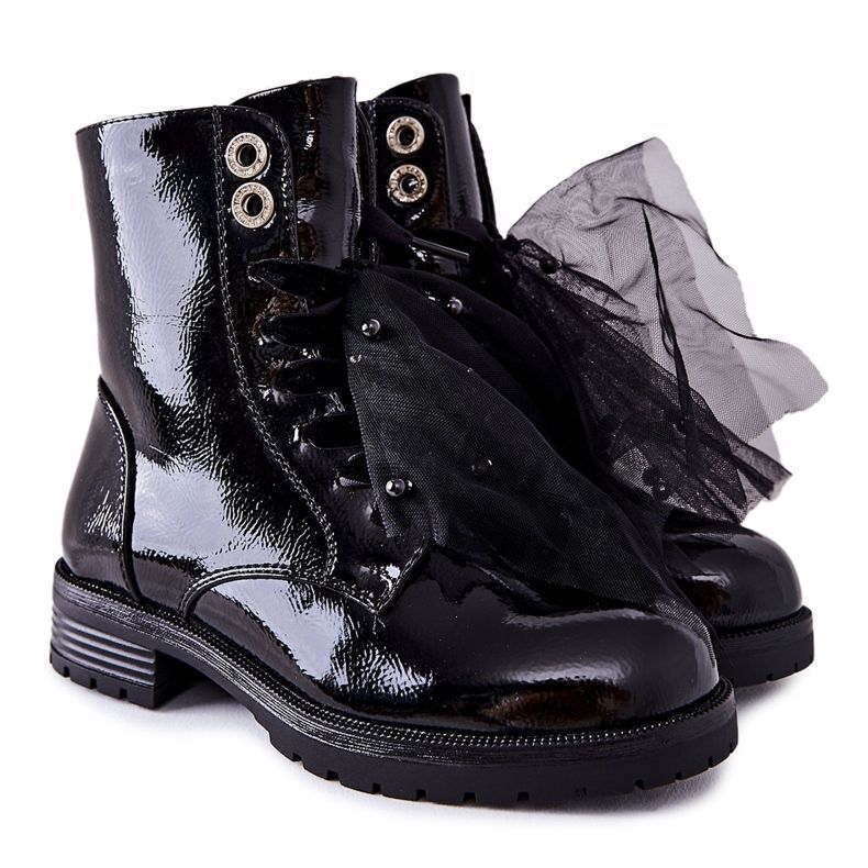 S.Barski Dječje crne tople lakirane čizme Semissa crno