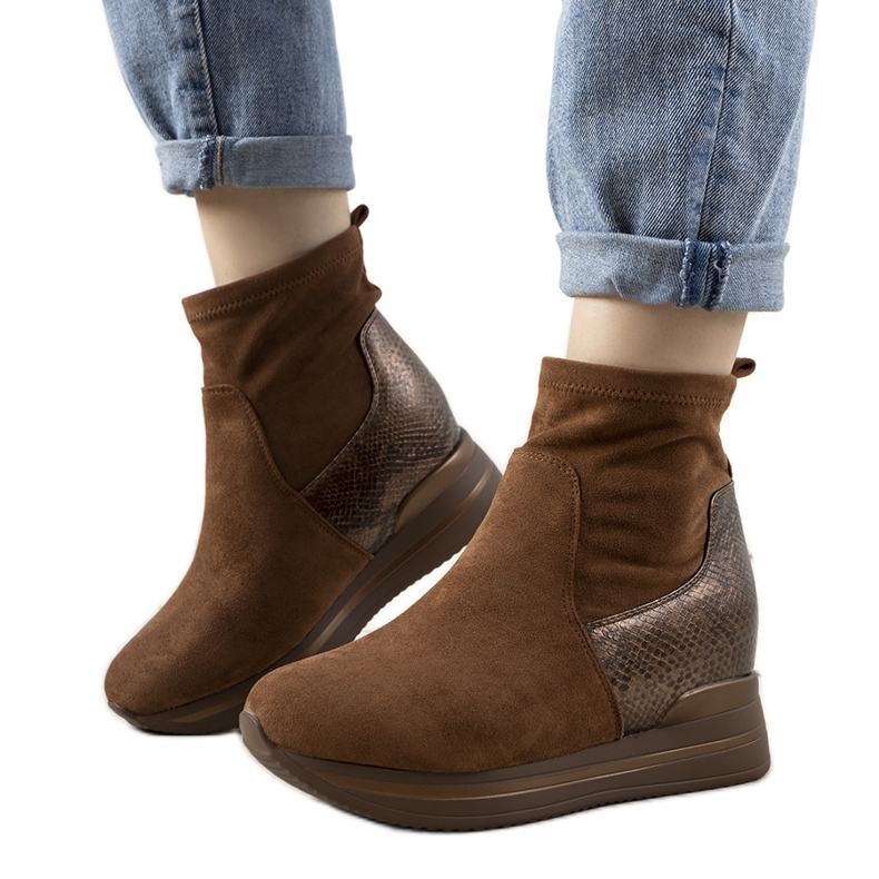 Smeđe tenisice s umetkom od zmijske kože Garibay smeđa