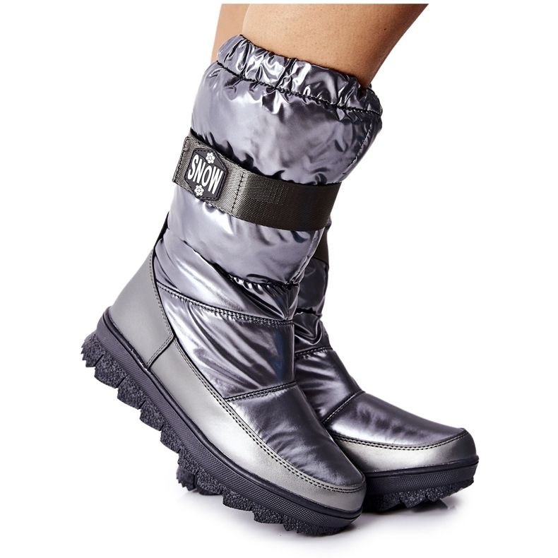 S.Barski Ženske visoke tople čizme za snijeg Grey Eunousa srebro siva