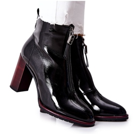 S.Barski Ženske crne čizme lakirane na Cofton stupu crna