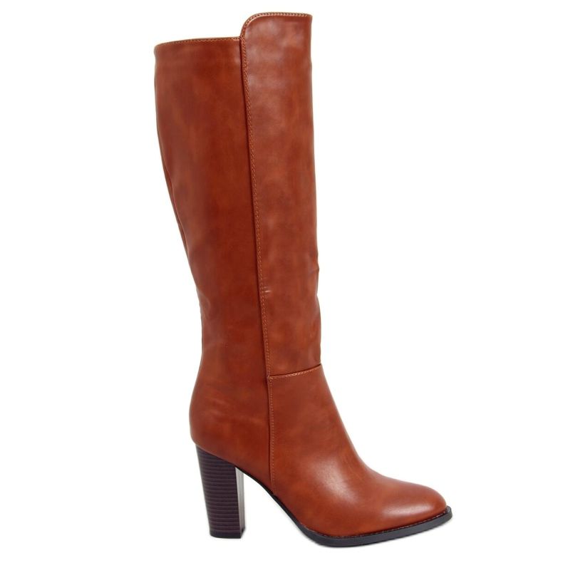 Čizme s visokim potpeticama deve UK03P Camel smeđa