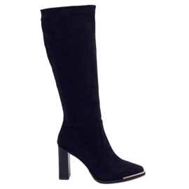 Clara Crne čizme od pete od antilopa crna