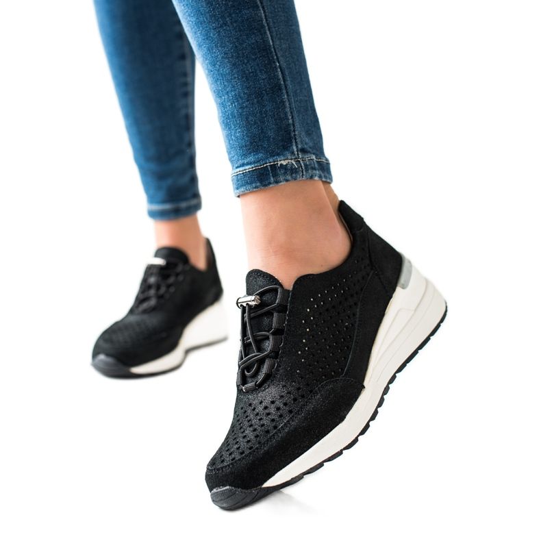 Kožne tenisice s VINCEZA sjajem crno