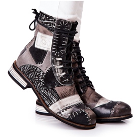 Maciejka Sive kožne čizme Jodhpur 05095-03 crna siva