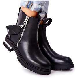 PS1 Crne čizme od tople kože Cortona s patentnim zatvaračem crna