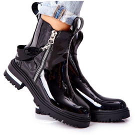 PS1 Kožne lakirane tople čizme s patentnim zatvaračem Crna Cortona