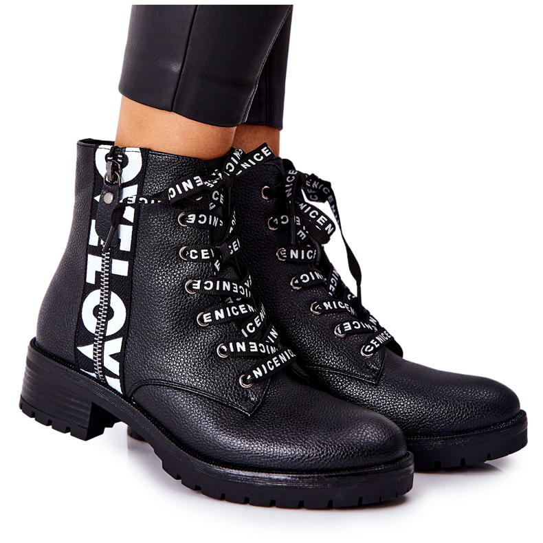 POTOCKI Kožne čizme Radnici na crnom Henri patentni zatvarač