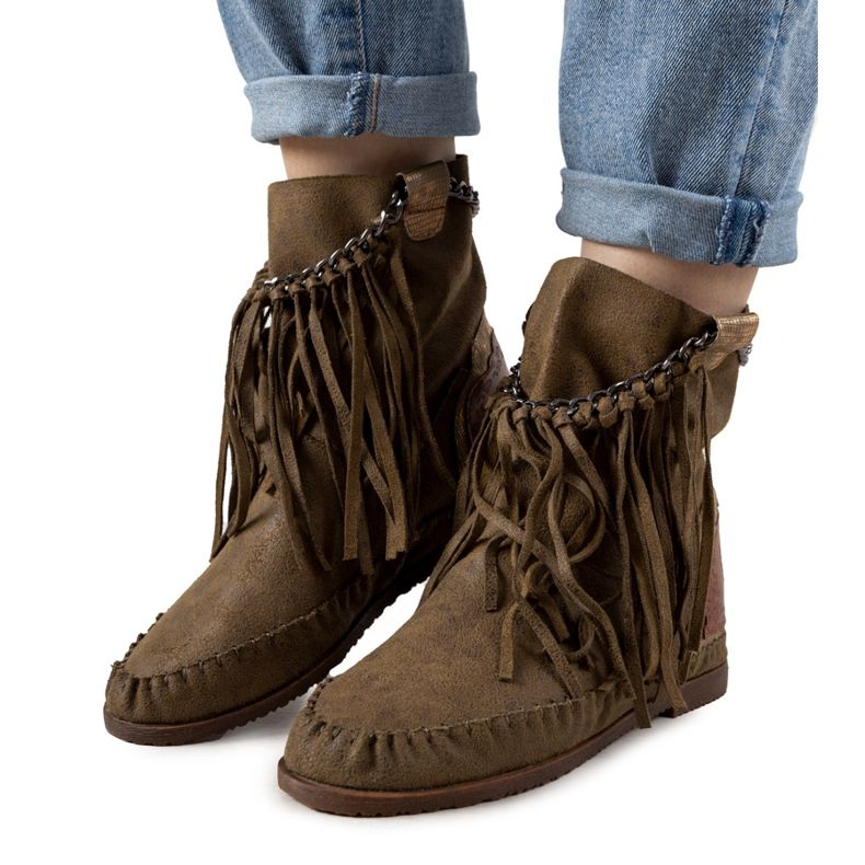 Zelene ženske čizme u stilu boho Marala zelena