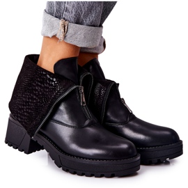 Vinceza Kožne čizme na crnoj Challonte s visokim potpeticama crna