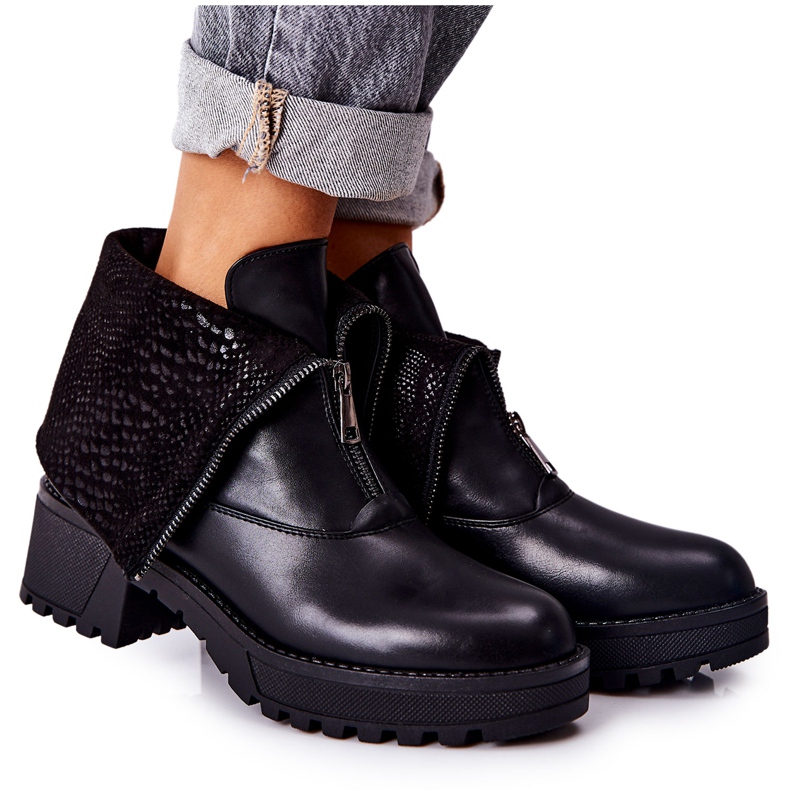 Vinceza Kožne čizme na crnoj Challonte s visokim potpeticama