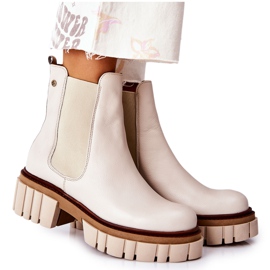 Maciejka Bež kožne radničke čizme 05312-04