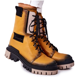 Kožne čizme Tople čizme Maciejka Žuta 05113-07 crna zlatni