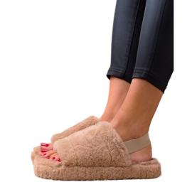 TRENDI Smeđe papuče na gumi smeđa