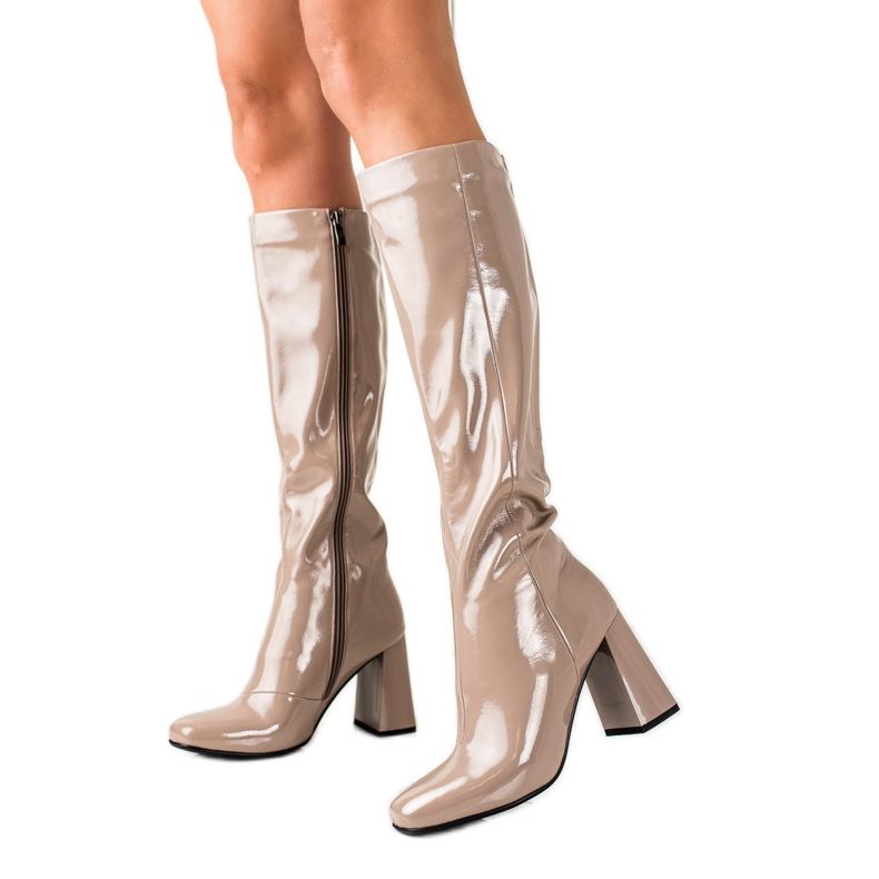 S. BARSKI Svjetlucave čizme s visokim potpeticama S.BARSKOG bež