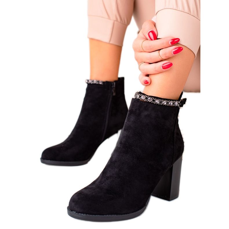 TRENDI Elegantne čizme na visoku petu od antilopa crno