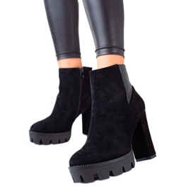 Janessa Elegantne čizme od antilopa na platformi crna