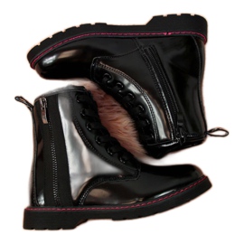 Izolirane lakirane čizme Jr EVE327A crne bijela crna