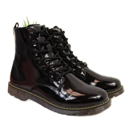 Tople lakirane čizme Miss❤E Jr EVE251A crne bijela crna