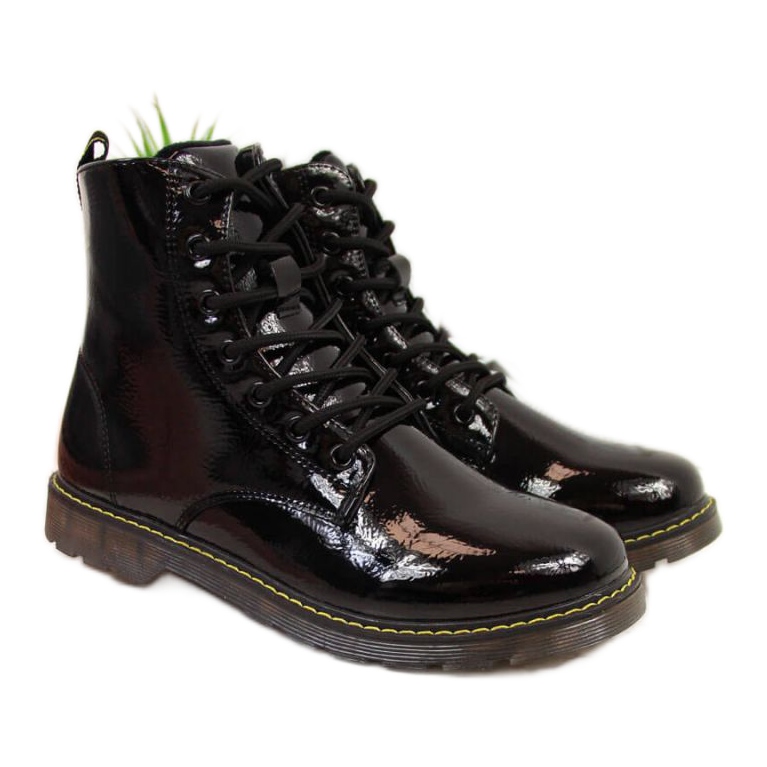 Tople lakirane čizme Miss❤E Jr EVE251A crne bijela crno