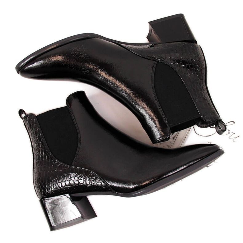 Lakirane čizme Chelsea Sergio Leone W SK340A crne crno