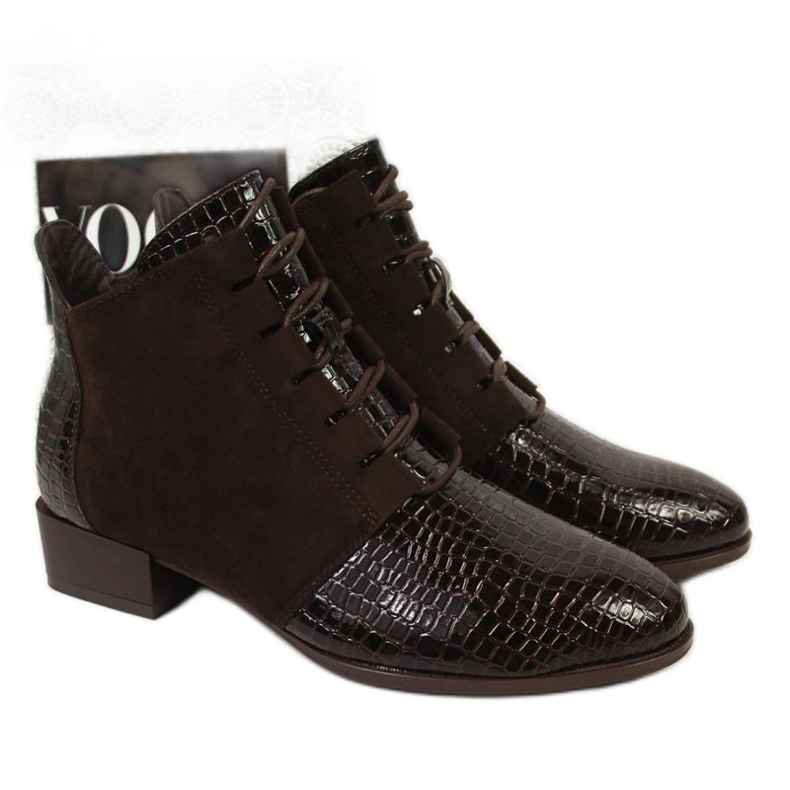 Zmijske kožne čizme Potocki W WOL33B smeđe smeđa