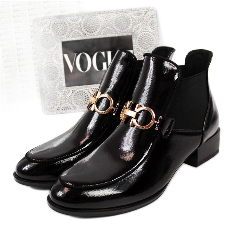 Lakirane čizme Chelsea Potocki W WOL34 crne crno