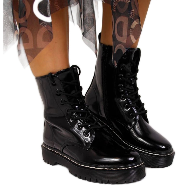 Tople lakirane čizme Vinceza W JAN55A crne crno