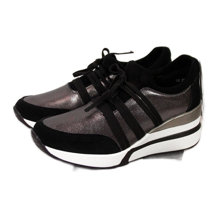 Kožne cipele na klin T.Sokolski W SCA139 srebrna crno srebro