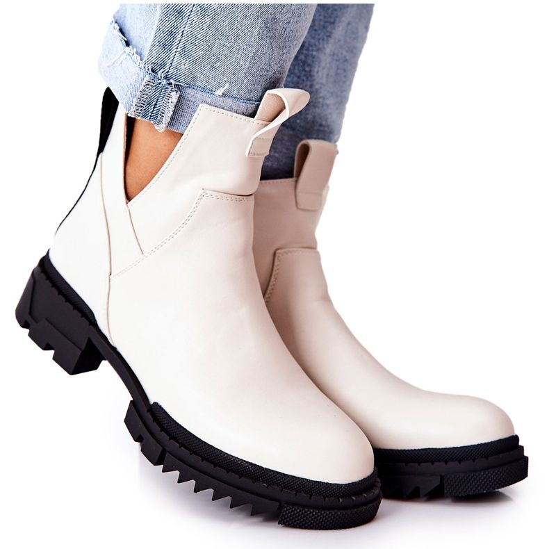 POTOCKI Bijele čizme Corano s rezom na patentni zatvarač bijela