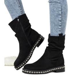 Crne čizme ukrašene Voleta kubnim cirkonijem crna