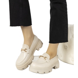 Bež mokasine s visokim Anouk potplatima zlatni