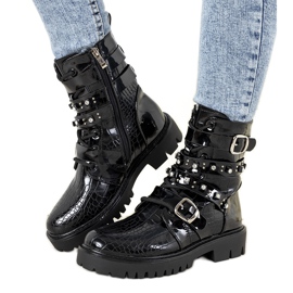 Albertine crne lakirane ravne čizme crna