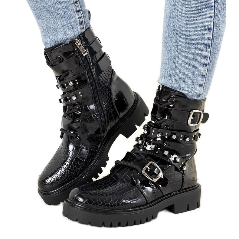 Albertine crne lakirane ravne čizme crno