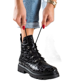 Filippo Čizme na vezanje s uzorkom crna