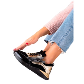 W. Potocki Crne i zlatne tenisice izrađene od Potočke kože crna zlatni